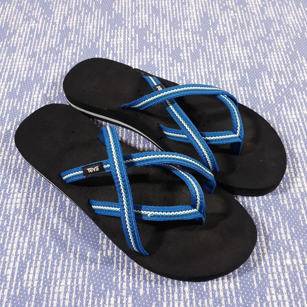 Teva Olowahu Flip Flops Slip On Thong Sandals Womens Size 11 Blue 6840